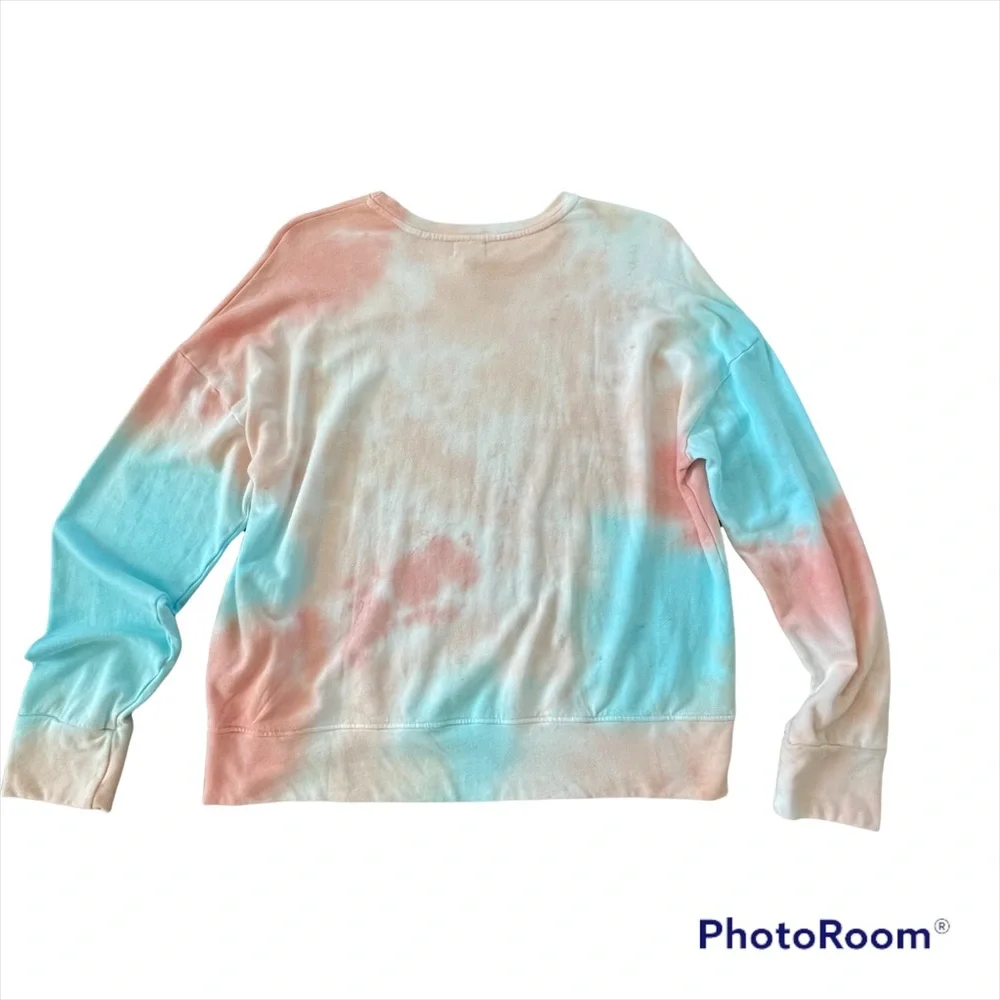 Sundry Peach and Turquoise Tie Dye Sweatshirt - Picture 3 of 7